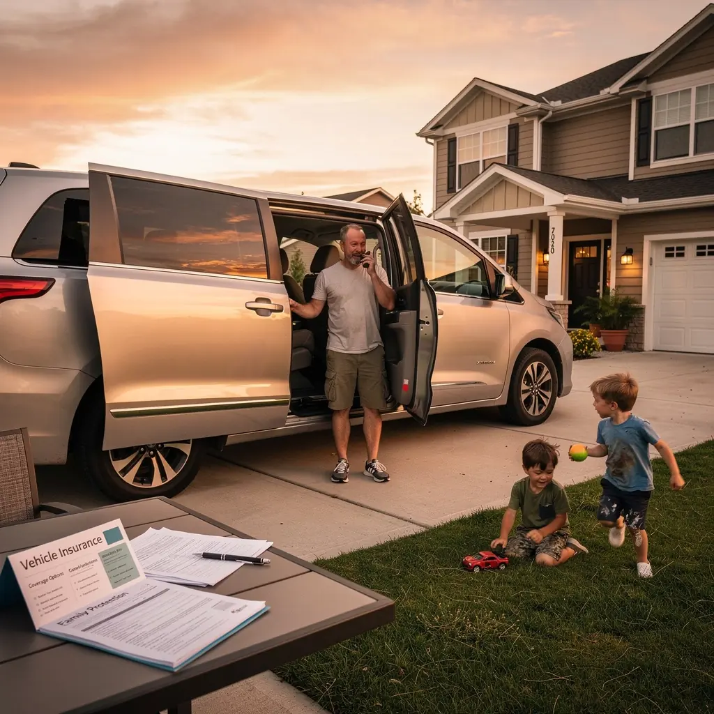Счастливая семья, использующая свой защищённый автомобиль в поездке.