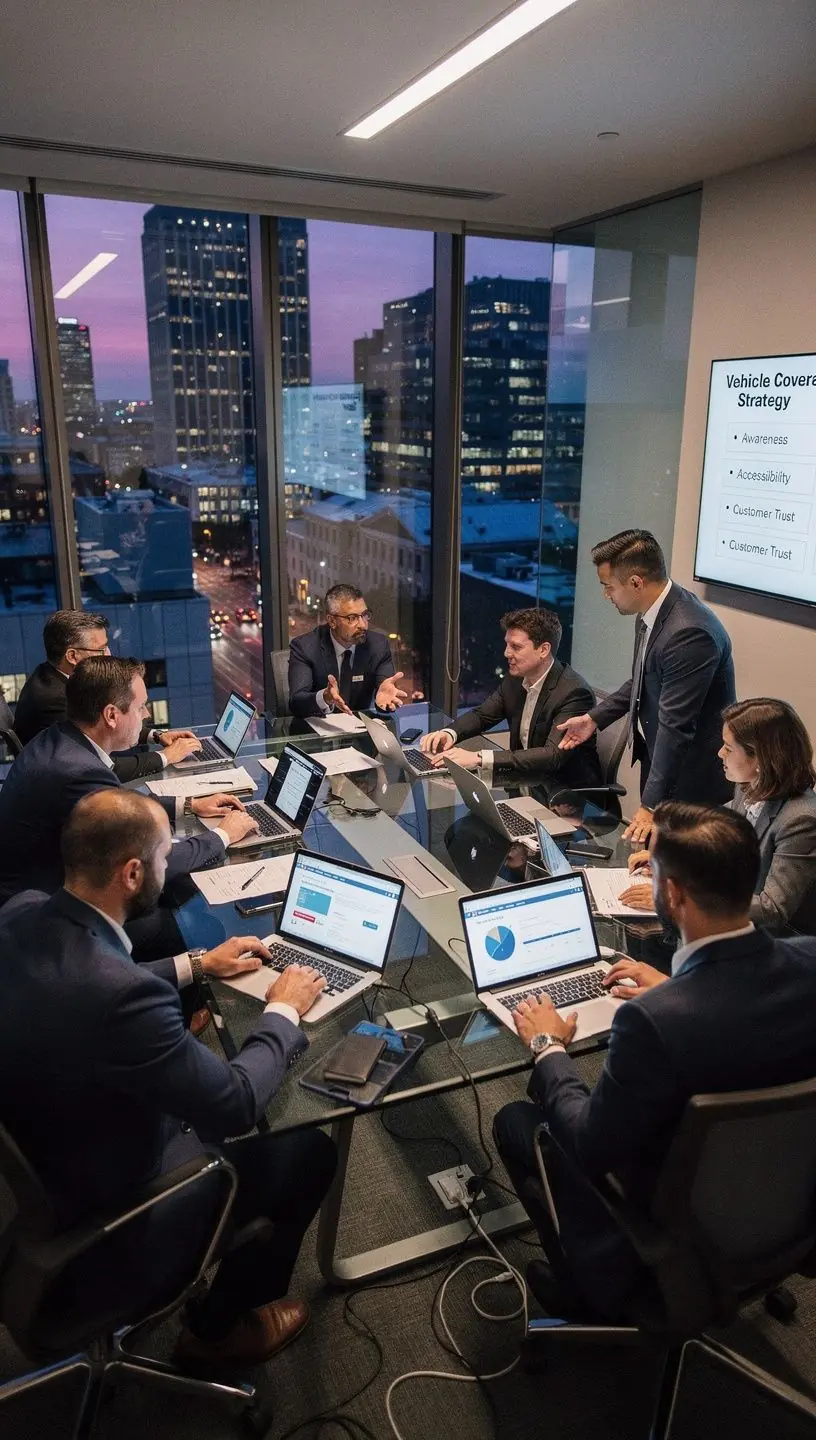 Счастливая семья, получающая поддержку от агента по страхованию после автомобильной аварии.