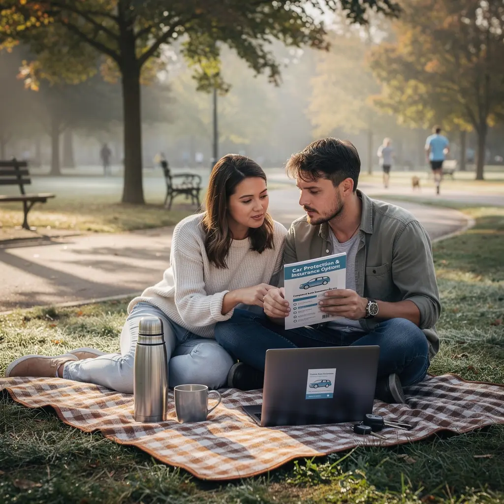 Автомобиль на дороге с ясным небом, символизирующий прозрачные цены и защиту от непредвиденных ситуаций.