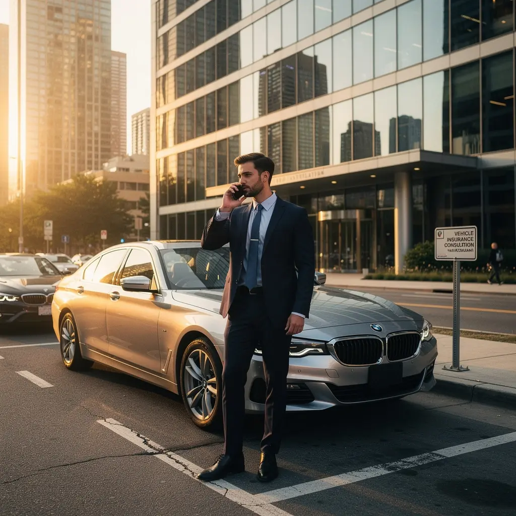 Технический специалист, помогающий клиенту с оформлением страховки на автомобиль.